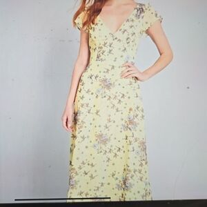 Modcloth Dragonfly Floral Maxi Dress, Open back, Size 2